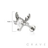 REINDEER (DEER HEAD) CZ THREADLESS (PUSH IN) 316L SURGICAL STEEL LABRET SET